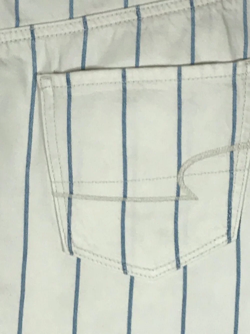 American Eagle Women's 4 White Blue Pin Stripe Hi-Rise A-Line Raw Hem Skirt